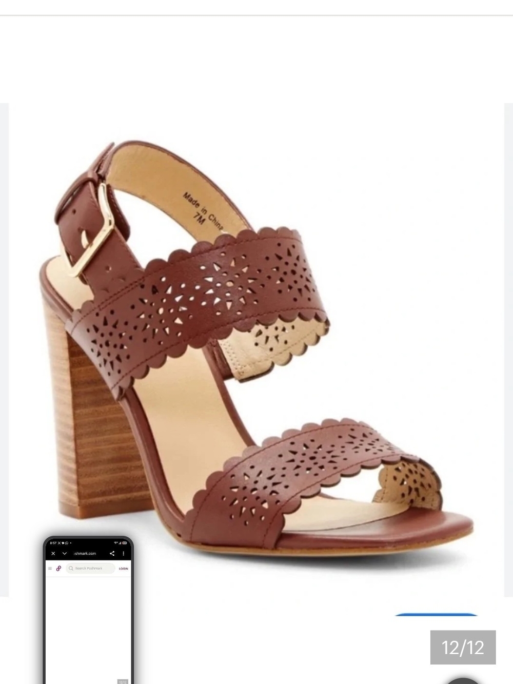 kate spade Brown Laser-Cut Scalloped Block Heel Sandal